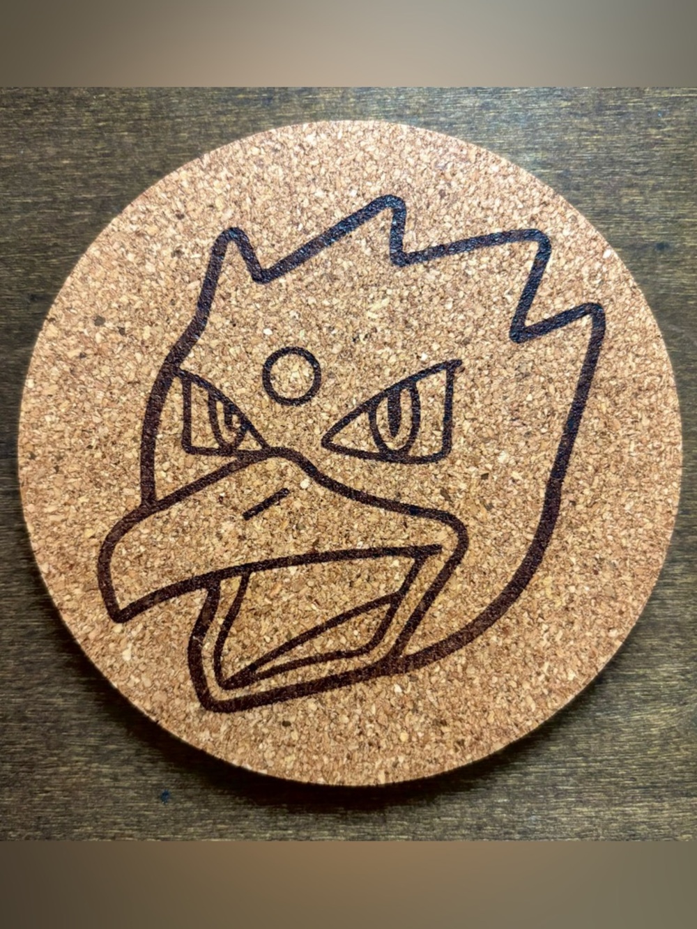 Pokemon Golduck Face Laser Engraved Cork Coaster